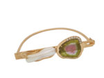Turmalin Armreif in 585 Gelbgold mit Diamanten