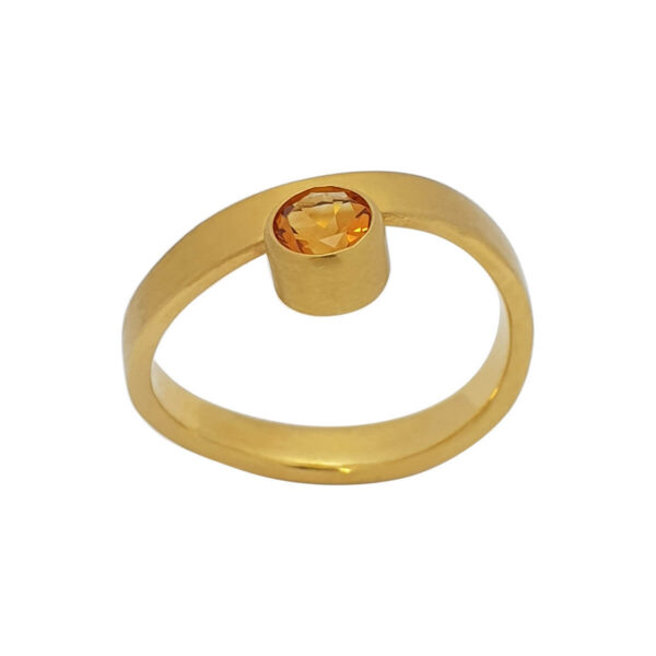 Gelbgold Ring mit Citrin - Draufsicht frontal oben