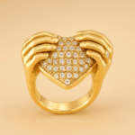 Herzring Gelbgold mti Diamanten
