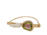Turmalin Armreif in 585 Gelbgold mit Diamanten